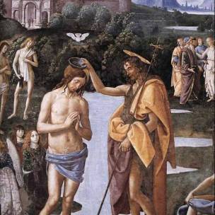 PERUGINO, Pietro Bautismo de Cristo (detalle) c. 1482 Cappella Sistina, Vaticano
